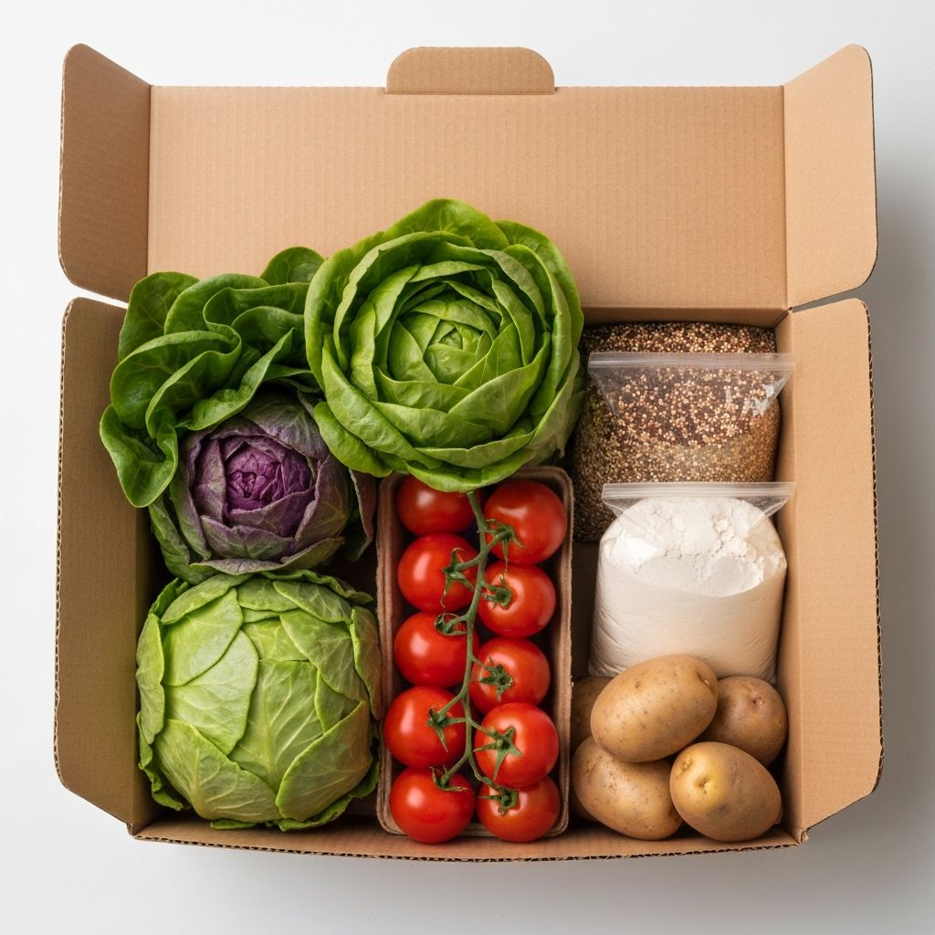 Open grocery box with clean ingredients