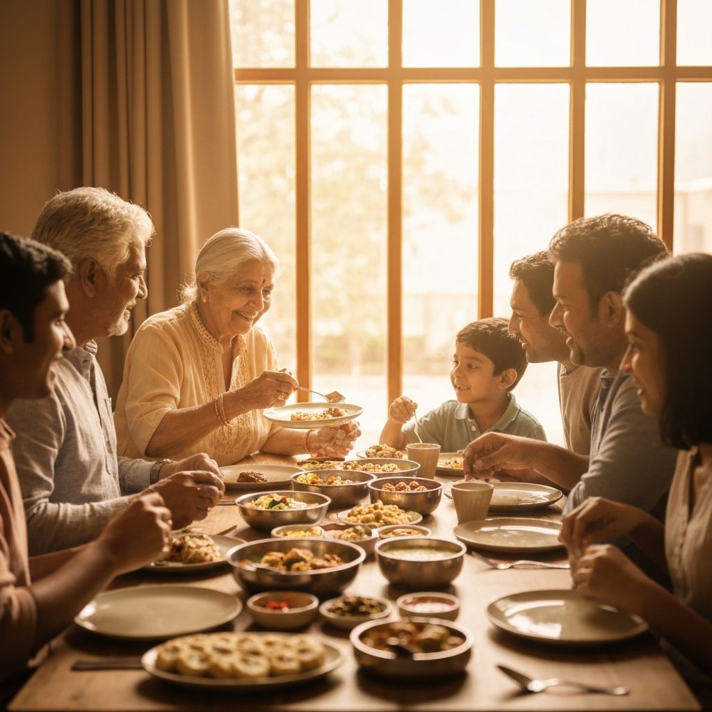 Family sharing meals