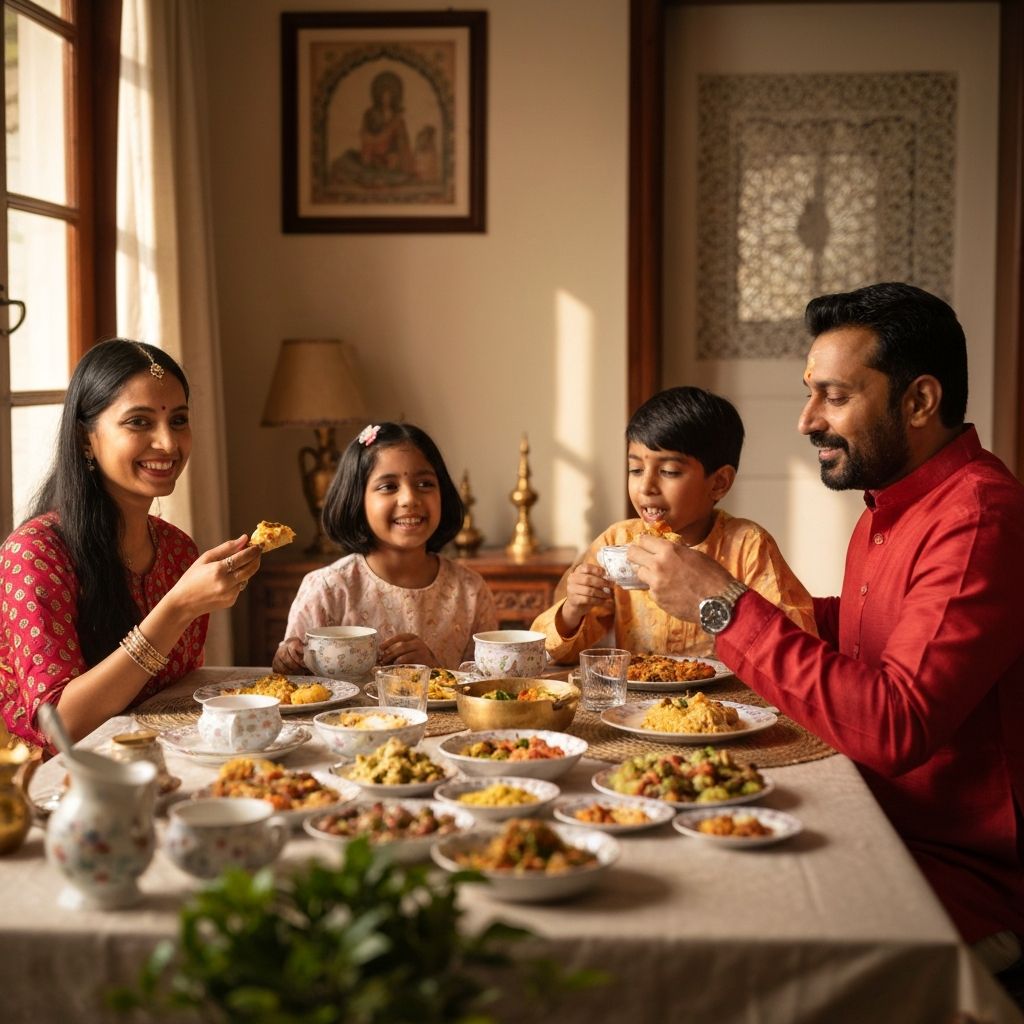Family enjoying food together